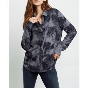Rails Women's Size S Hunter Tie Dye Charcoal Button Down Shirt Soft Flannel